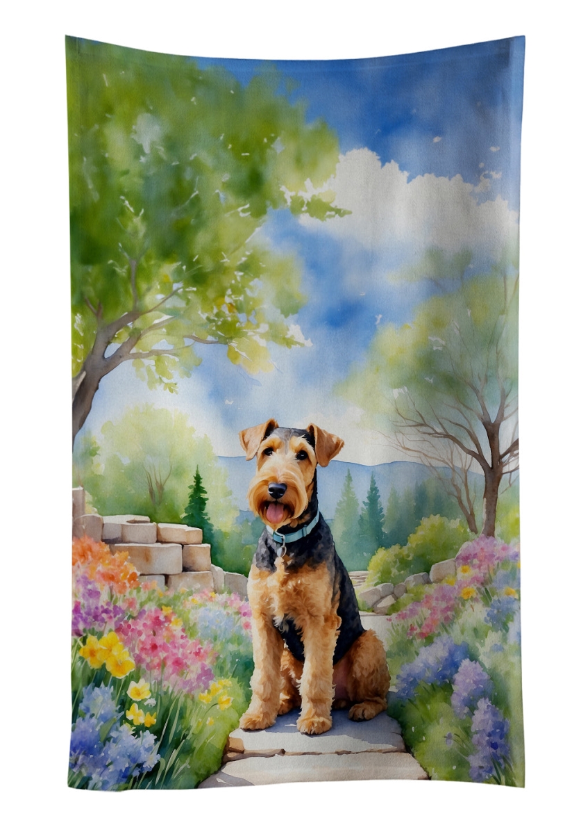 DAC6543KTWL 25 x 15 in. Airedale Terrier Spring Garden Kitchen Towel