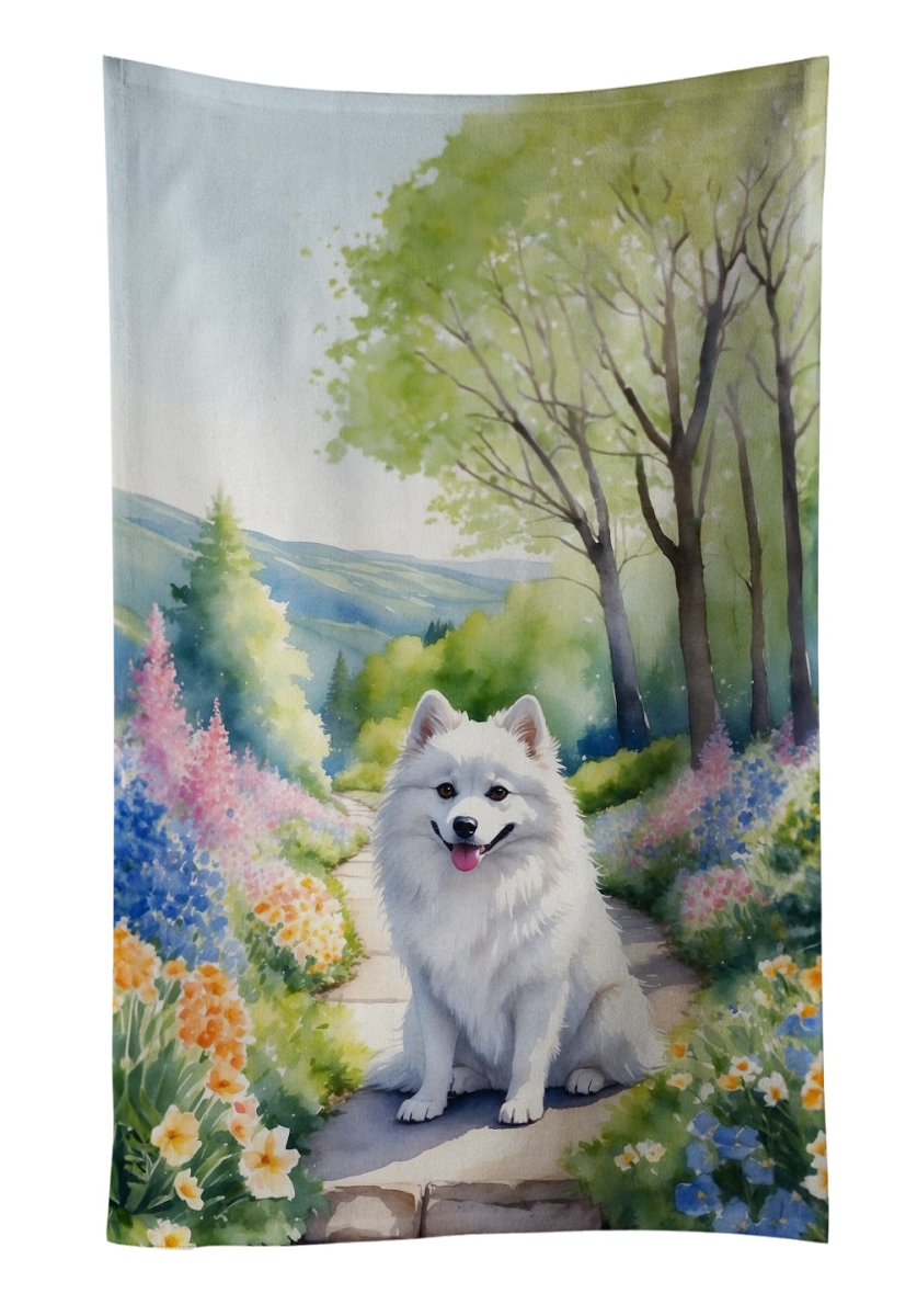 DAC6550KTWL 25 x 15 in. American Eskimo Spring Garden Kitchen Towel
