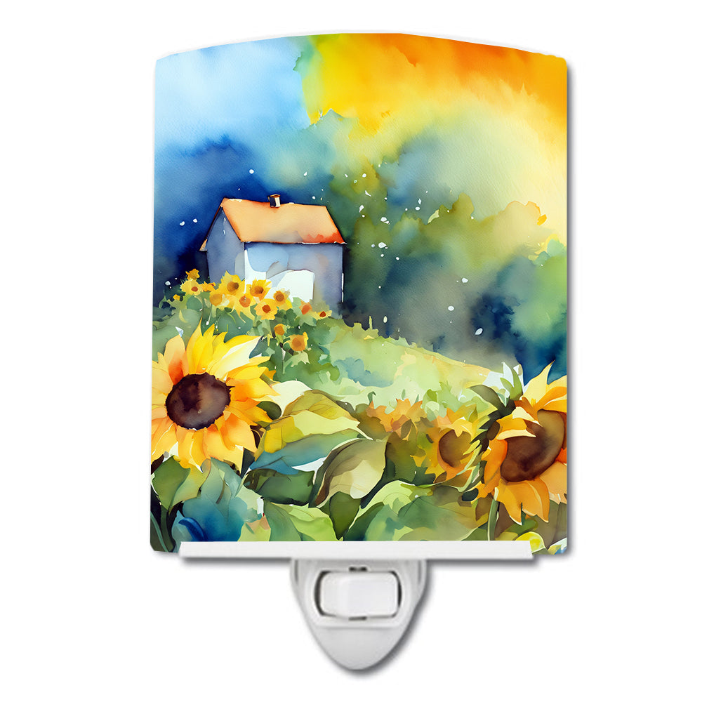 DAC1616CNL 6 x 4 in. Sunflowers in Watercolor Ceramic Night Light