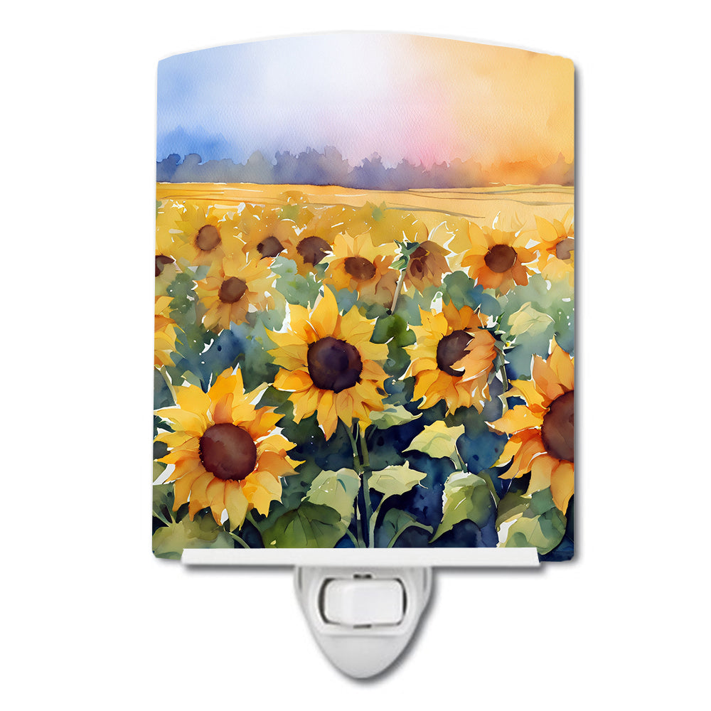 DAC1617CNL 6 x 4 in. Sunflowers in Watercolor Ceramic Night Light