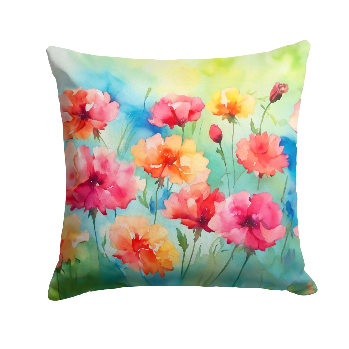 DAC1548PW1414 14 x 14 in. Carnations in Watercolor Throw Pillow