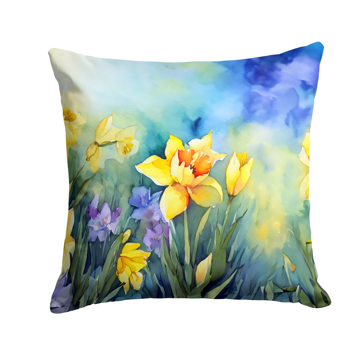 DAC1561PW1414 14 x 14 in. Daffodils in Watercolor Throw Pillow