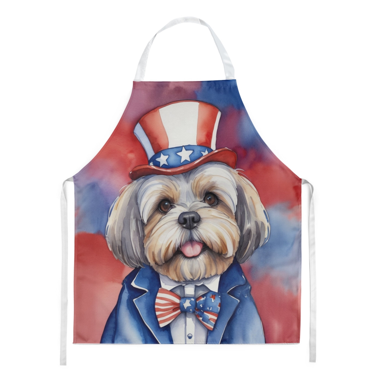 Picture of Carolines Treasures DAC5754APRON 30 x 27 in. Lhasa Apso Patriotic American Apron