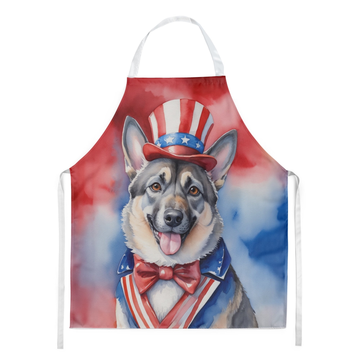 Picture of Carolines Treasures DAC5764APRON 30 x 27 in. Norwegian Elkhound Patriotic American Apron