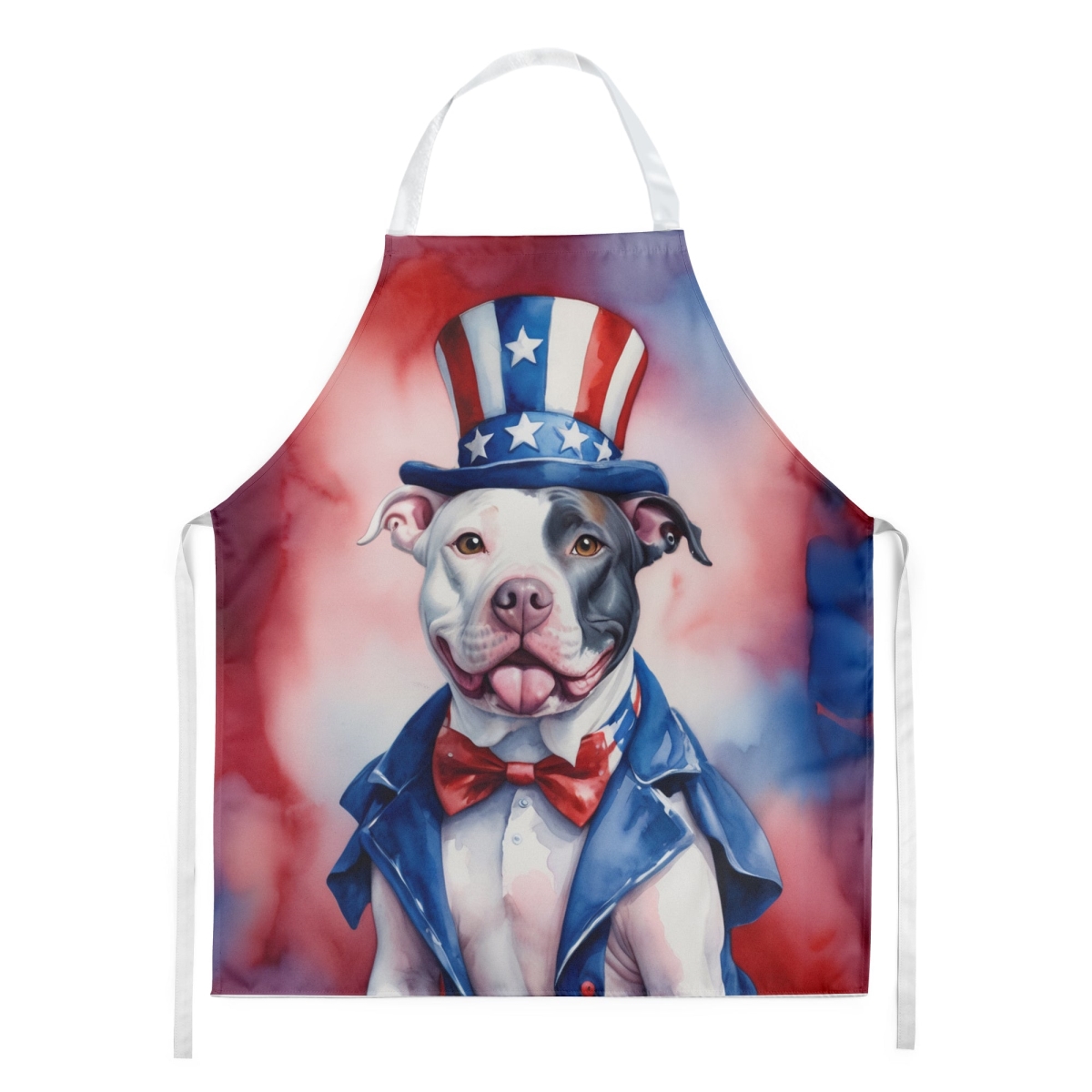 Picture of Carolines Treasures DAC5773APRON 30 x 27 in. Pit Bull Terrier Patriotic American Apron