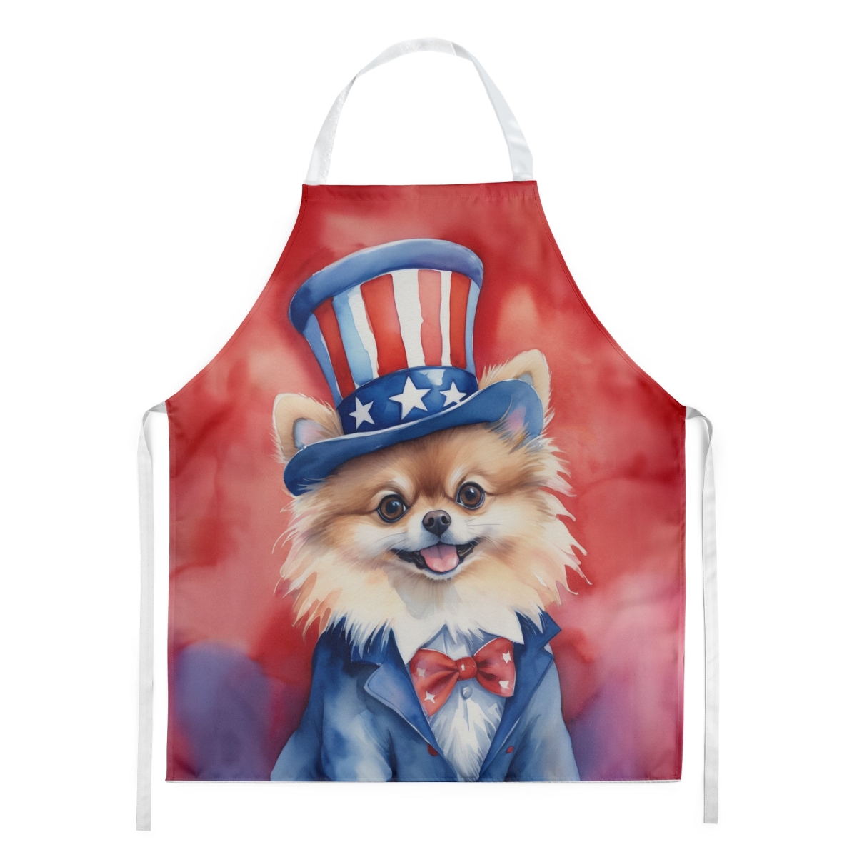 Picture of Carolines Treasures DAC5776APRON 30 x 27 in. Pomeranian Patriotic American Apron