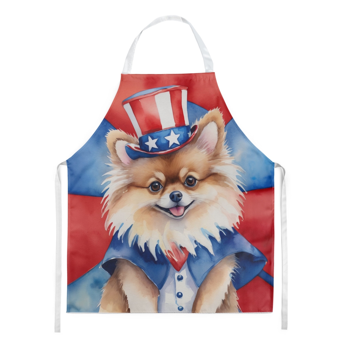 Picture of Carolines Treasures DAC5777APRON 30 x 27 in. Pomeranian Patriotic American Apron