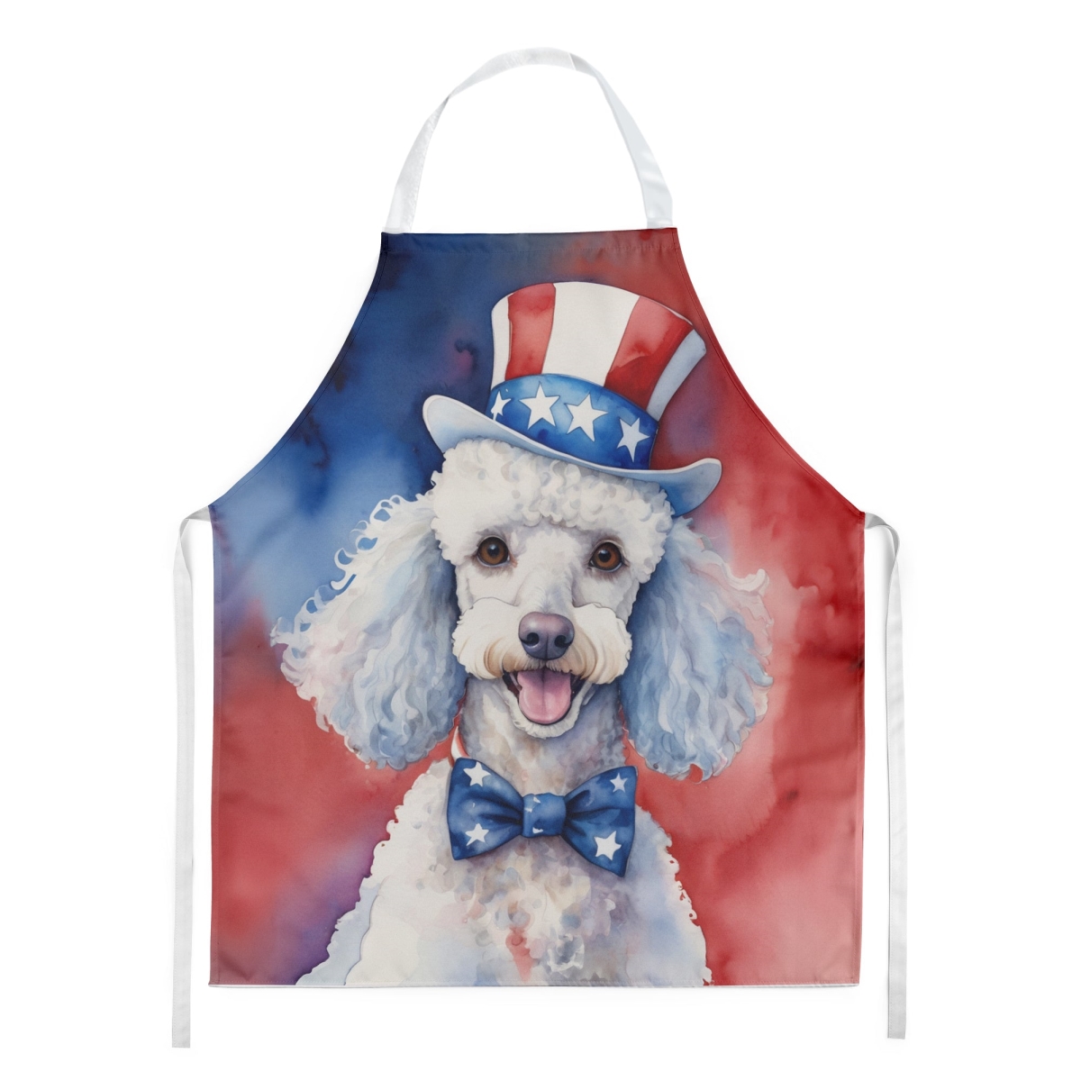 Picture of Carolines Treasures DAC5782APRON 30 x 27 in. White Poodle Patriotic American Apron