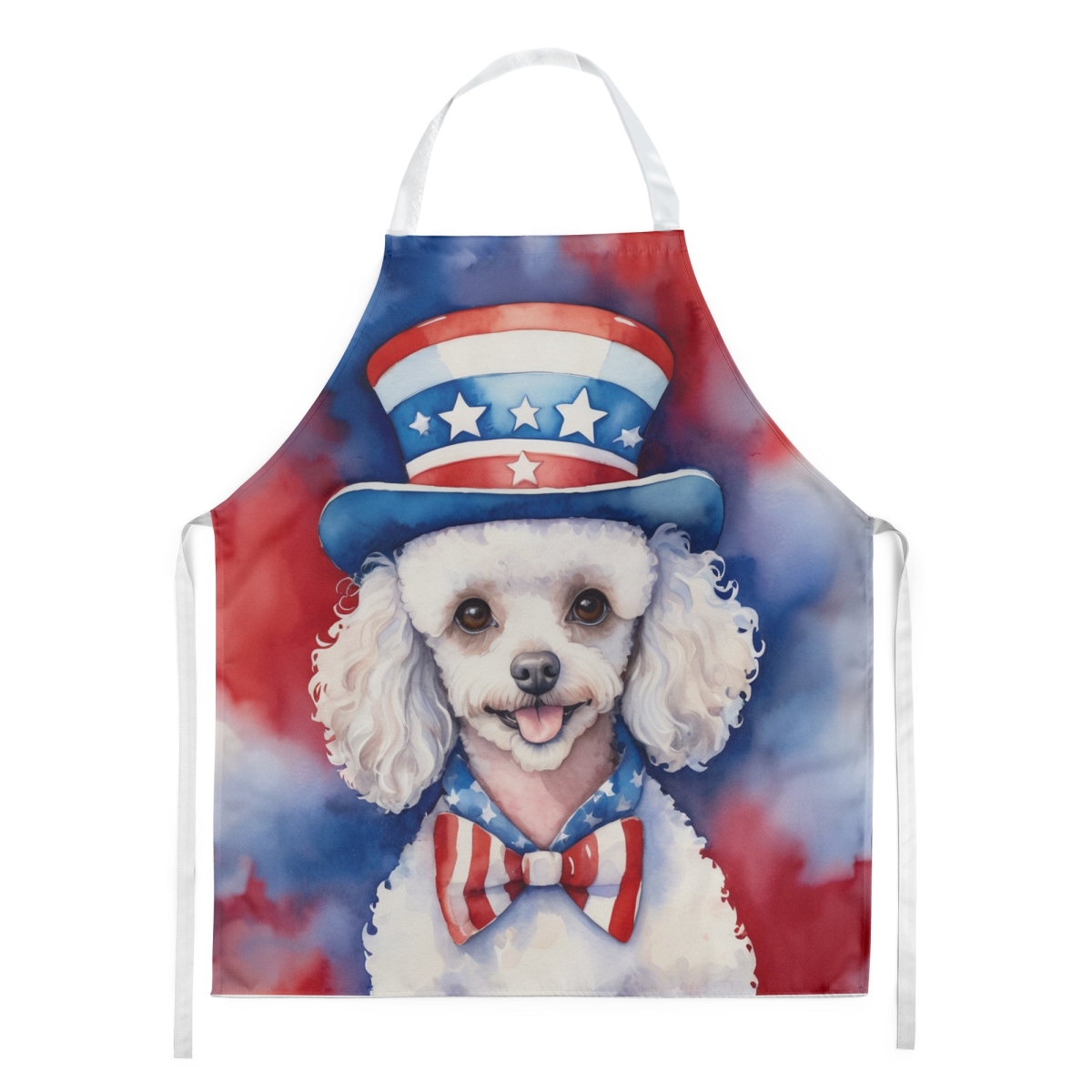 Picture of Carolines Treasures DAC5783APRON 30 x 27 in. White Poodle Patriotic American Apron