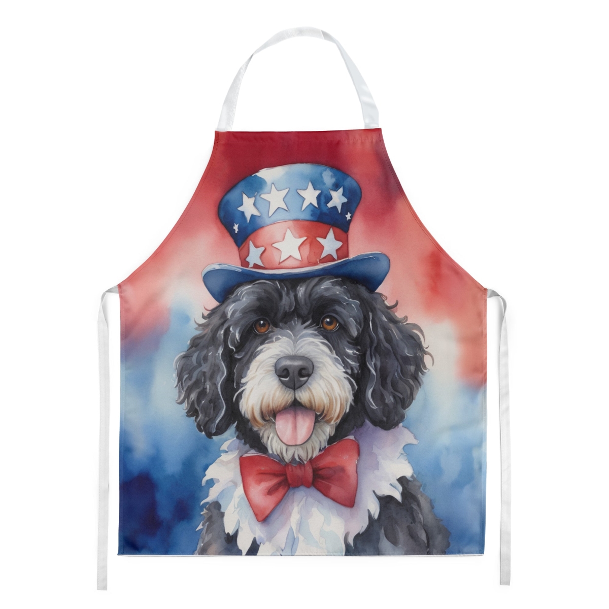 Picture of Carolines Treasures DAC5784APRON 30 x 27 in. Portuguese Water Dog Patriotic American Apron