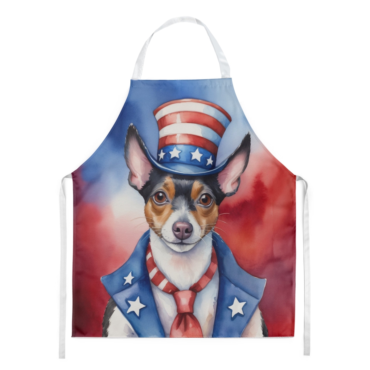Picture of Carolines Treasures DAC5788APRON 30 x 27 in. Rat Terrier Patriotic American Apron