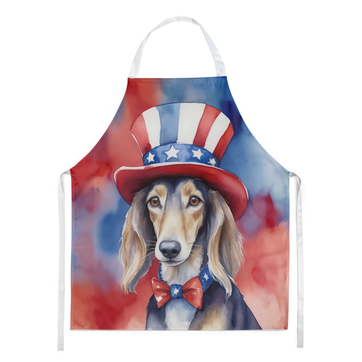 Picture of Carolines Treasures DAC5793APRON 30 x 27 in. Saluki Patriotic American Apron