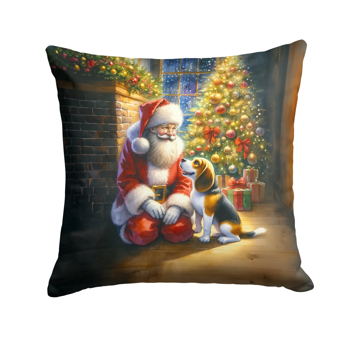 DAC4064PW1818 18 x 18 in. Beagle & Santa Claus Throw Pillow