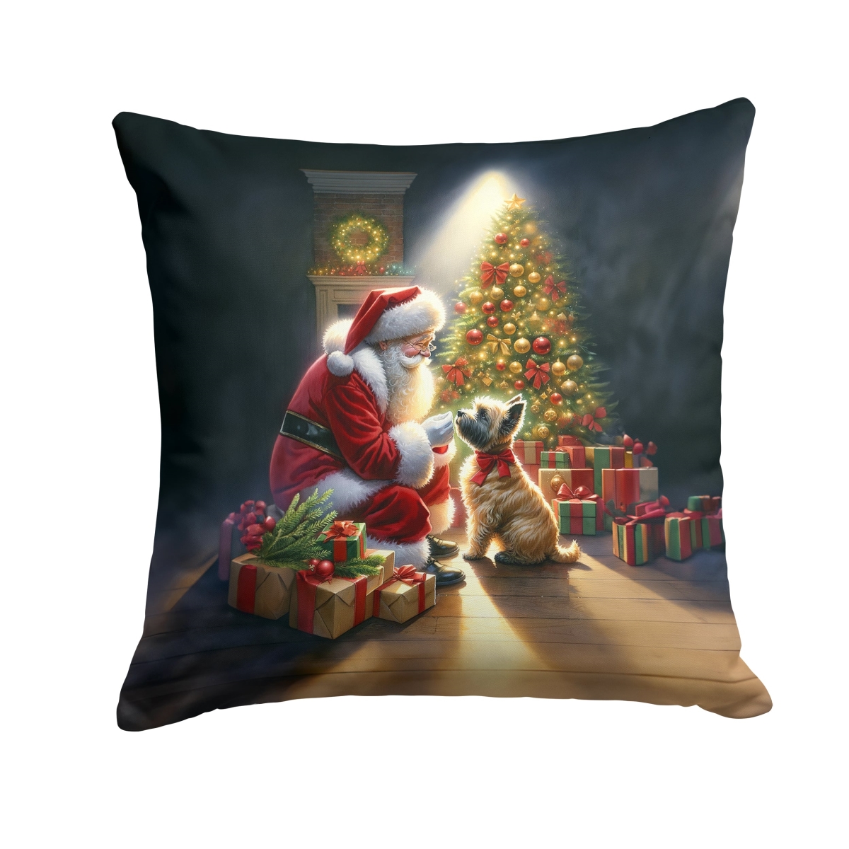 DAC4088PW1818 18 x 18 in. Cairn Terrier & Santa Claus Throw Pillow