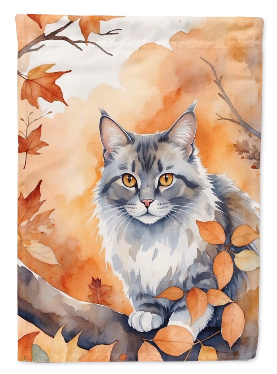 DAC7112CHF 40 x 28 in. Australian Mist Cat in Fall Leaves House Flag