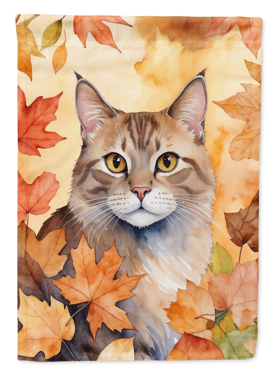 DAC7130CHF 40 x 28 in. Dwelf Cat in Fall Leaves House Flag
