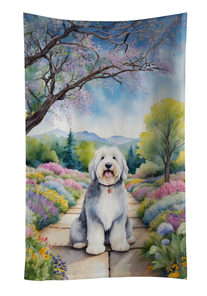DAC6682KTWL 25 x 15 in. Old English Sheepdog Spring Path Kitchen Towel