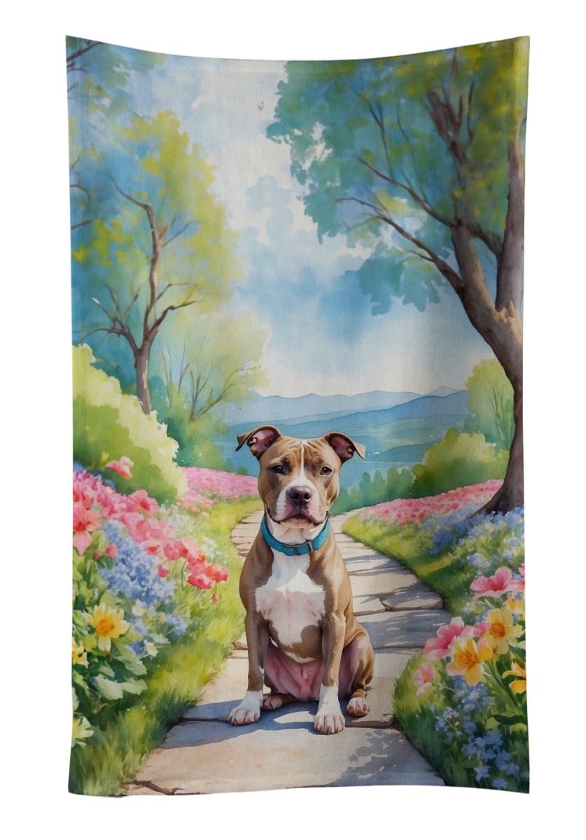 DAC6686KTWL 25 x 15 in. Pit Bull Terrier Spring Path Kitchen Towel