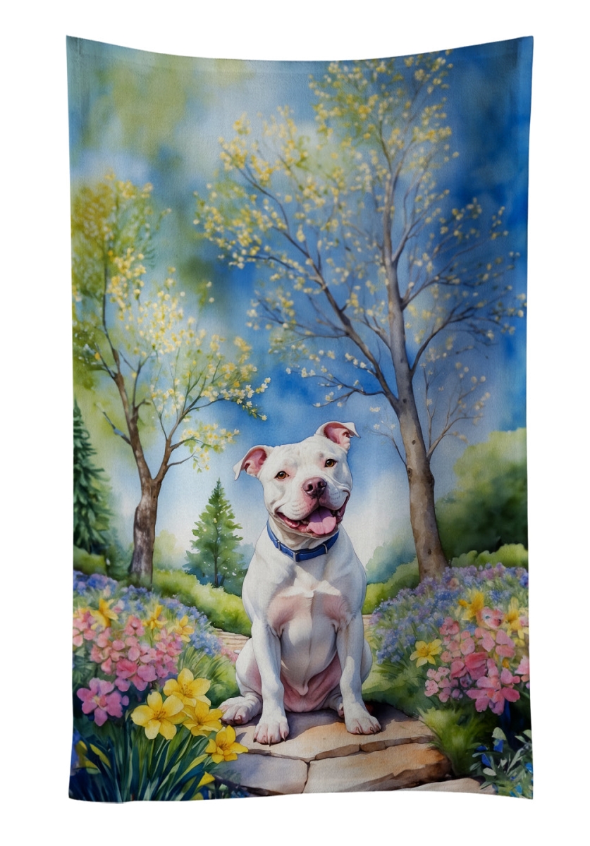 DAC6687KTWL 25 x 15 in. Pit Bull Terrier Spring Path Kitchen Towel