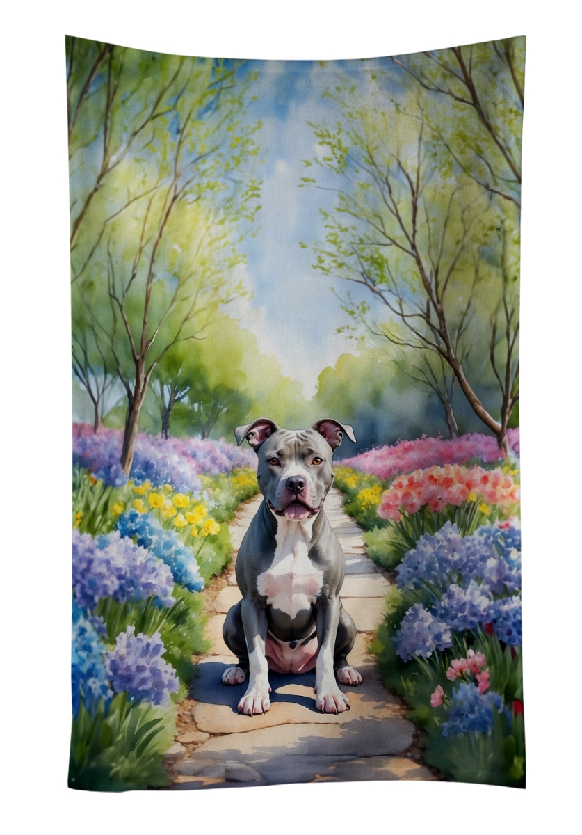 DAC6688KTWL 25 x 15 in. Pit Bull Terrier Spring Path Kitchen Towel