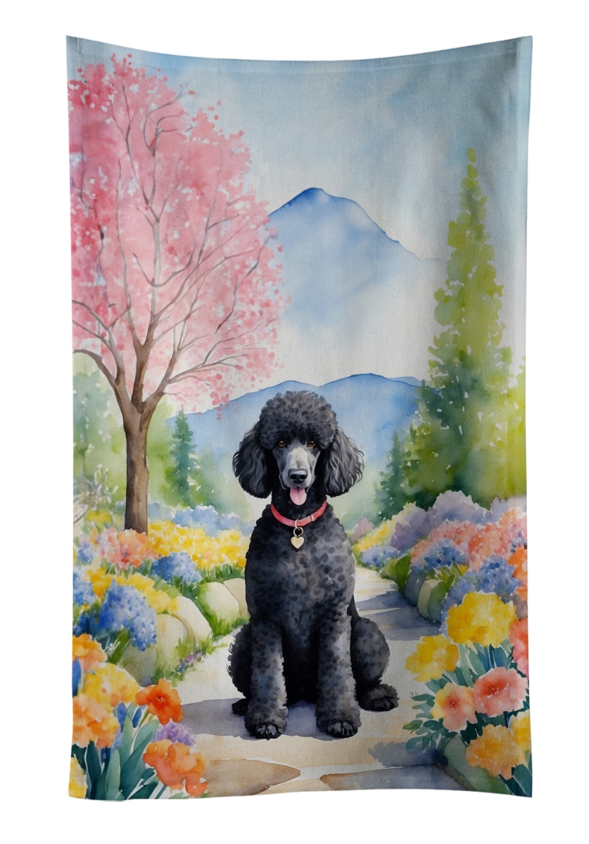 DAC6692KTWL 25 x 15 in. Black Poodle Spring Path Kitchen Towel