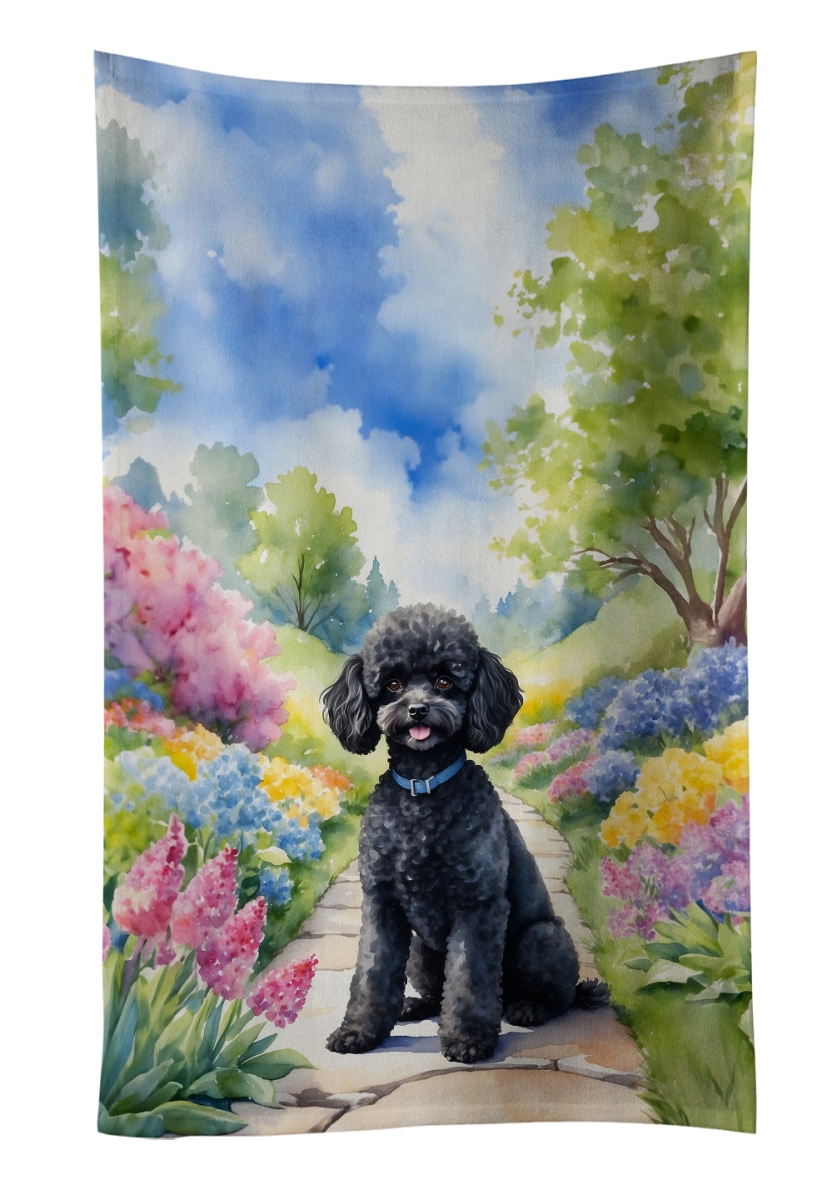 DAC6693KTWL 25 x 15 in. Black Poodle Spring Path Kitchen Towel
