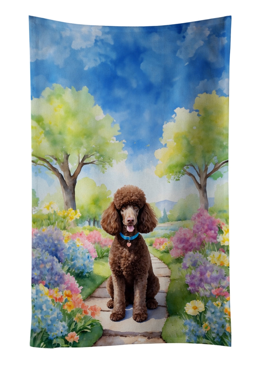 DAC6694KTWL 25 x 15 in. Chocolate Poodle Spring Path Kitchen Towel