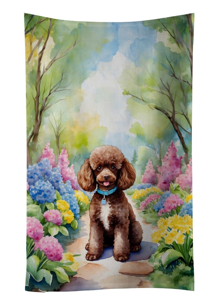 DAC6695KTWL 25 x 15 in. Chocolate Poodle Spring Path Kitchen Towel