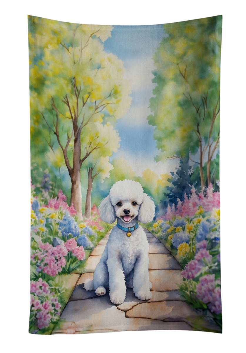 DAC6697KTWL 25 x 15 in. White Poodle Spring Path Kitchen Towel