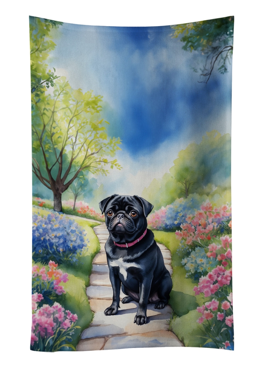 DAC6700KTWL 25 x 15 in. Black Pug Spring Path Kitchen Towel