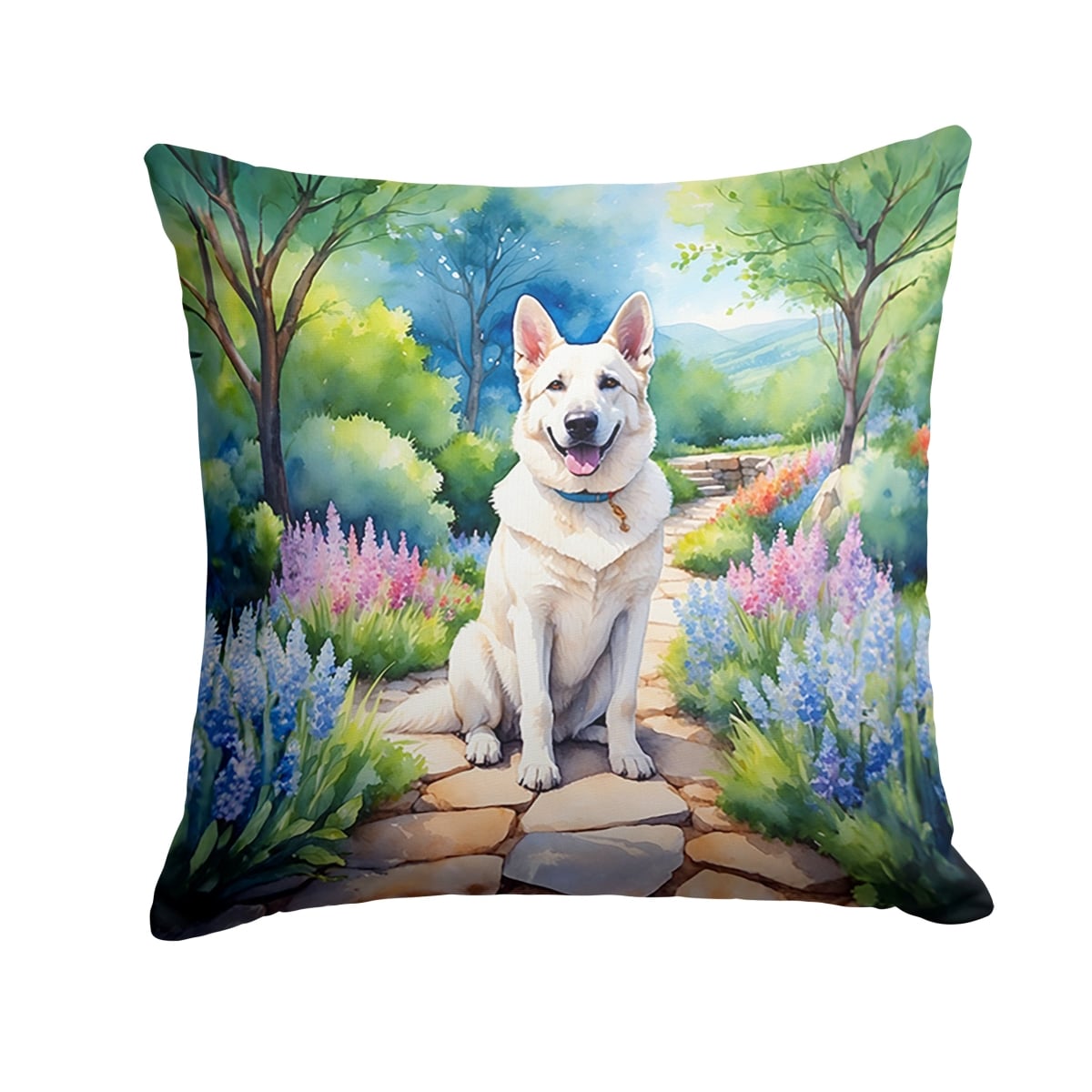 DAC6632PW1414 14 x 14 in. German Shepherd Spring Path Throw Pillow