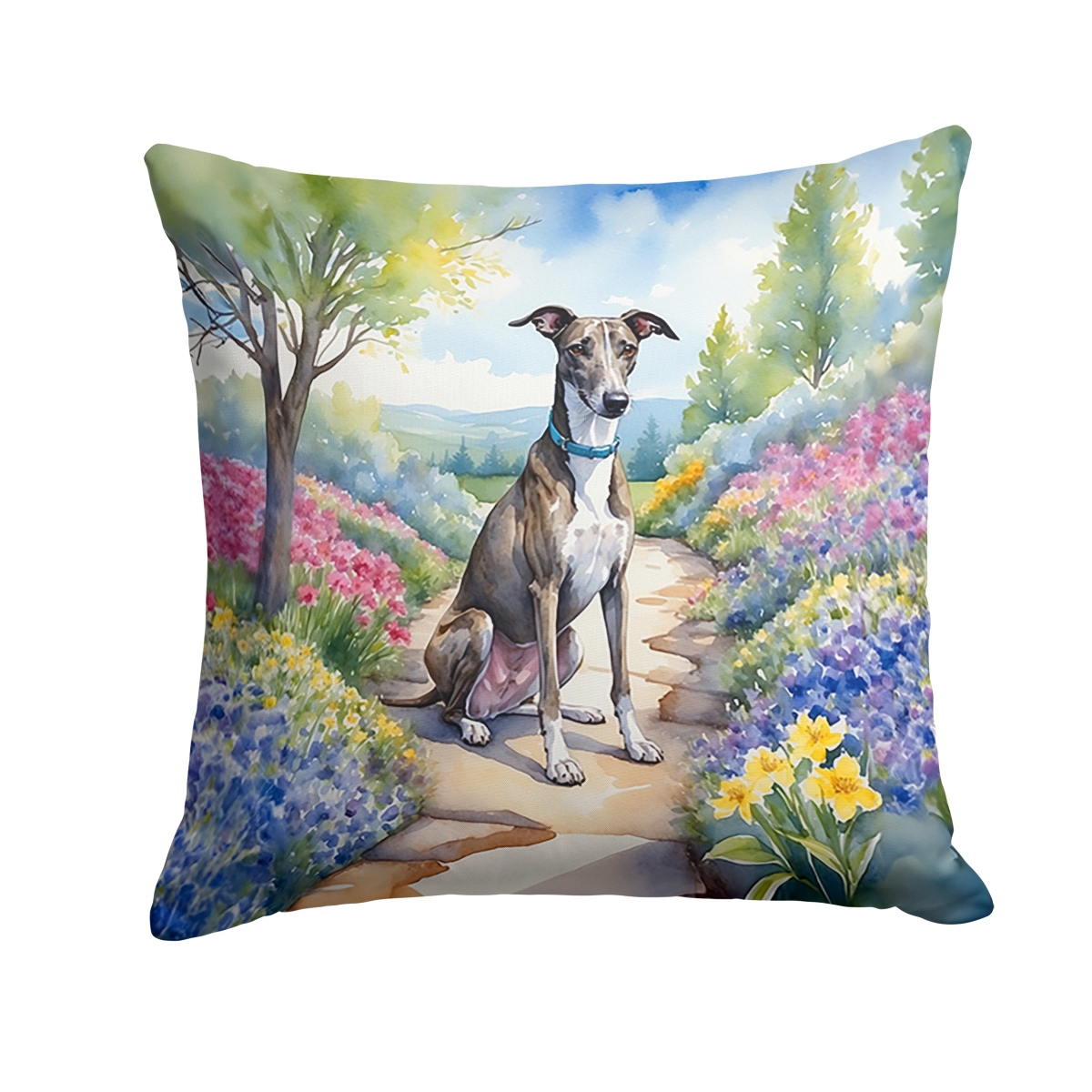 DAC6647PW1414 14 x 14 in. Greyhound Spring Path Throw Pillow