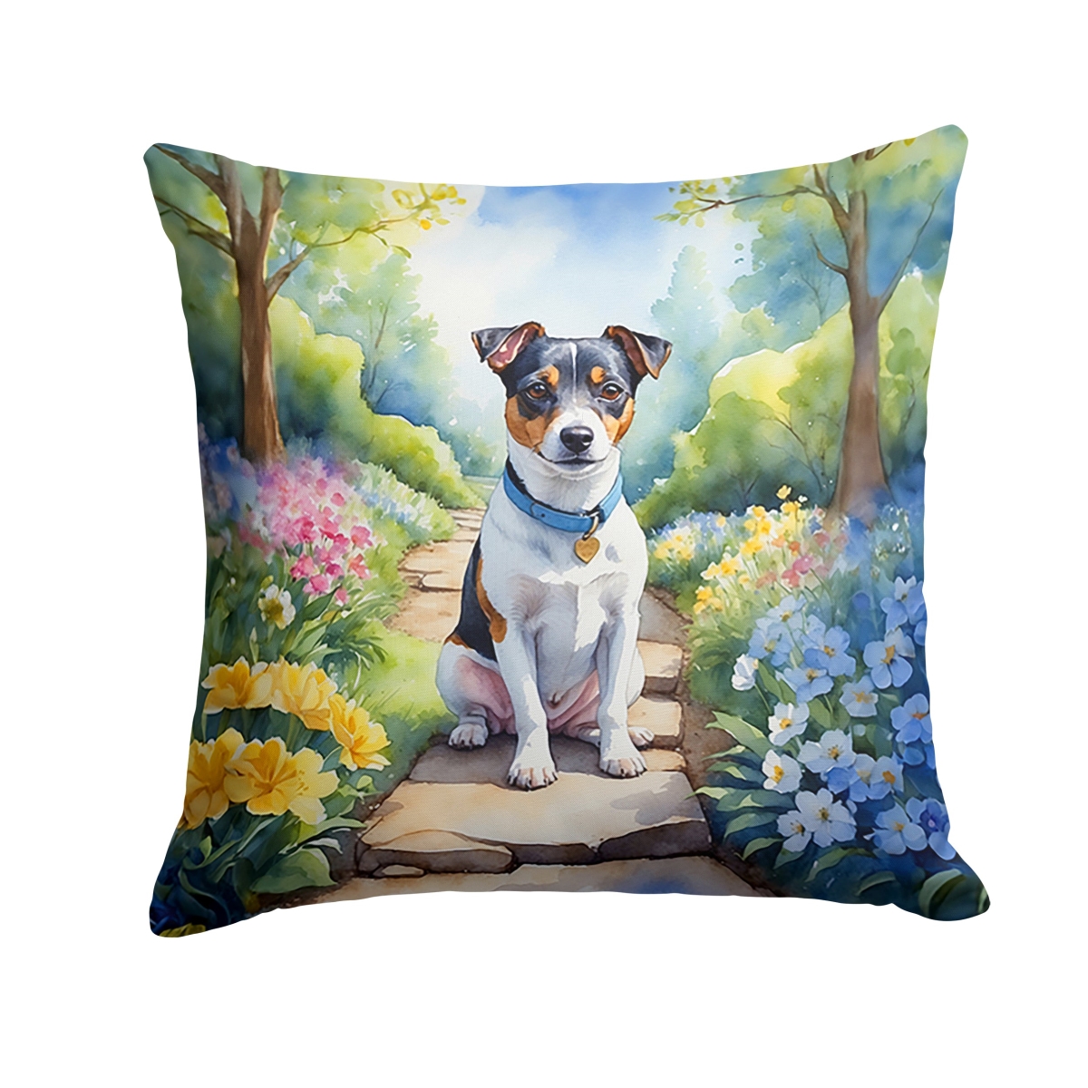 DAC6653PW1414 14 x 14 in. Jack Russell Terrier Spring Path Throw Pillow