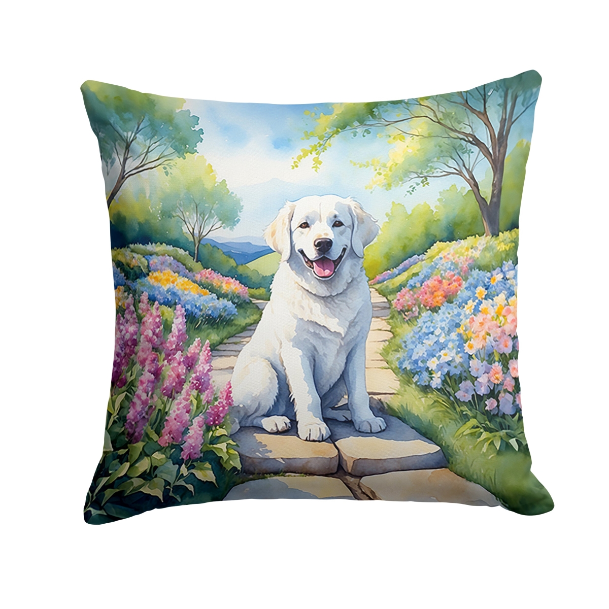 DAC6659PW1414 14 x 14 in. Kuvasz Spring Path Throw Pillow