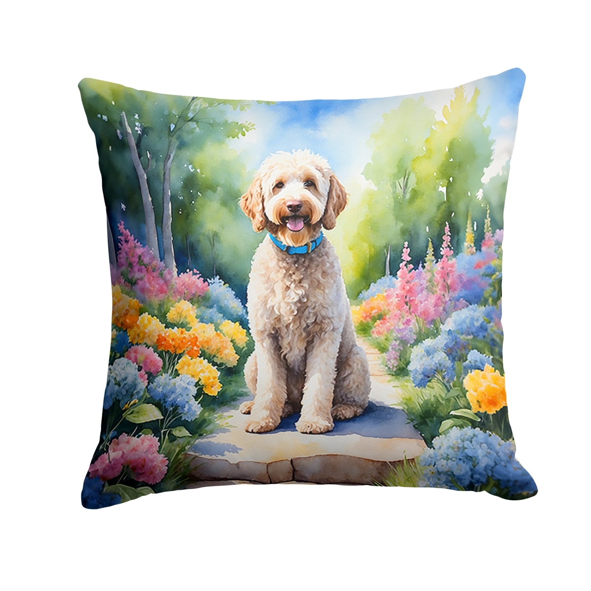 DAC6660PW1414 14 x 14 in. Labradoodle Spring Path Throw Pillow