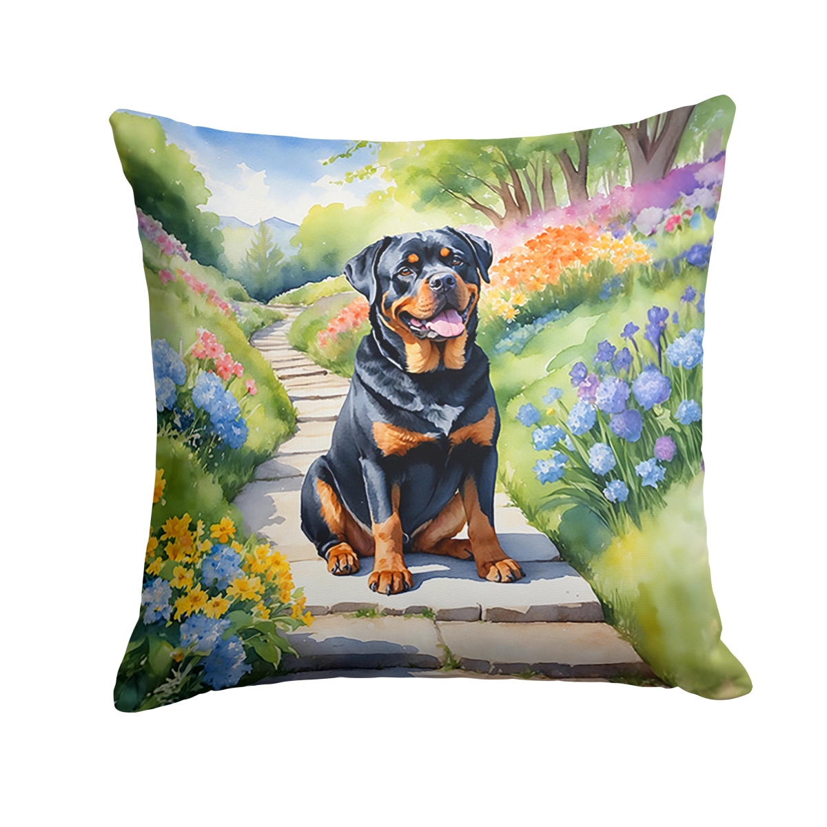 DAC6705PW1818 18 x 18 in. Rottweiler Spring Path Throw Pillow
