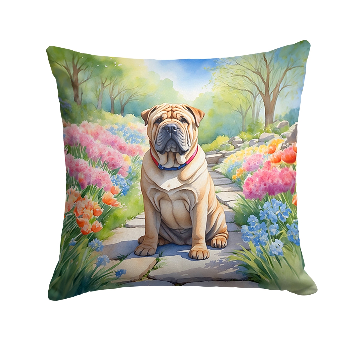 DAC6713PW1818 18 x 18 in. Shar Pei Spring Path Throw Pillow