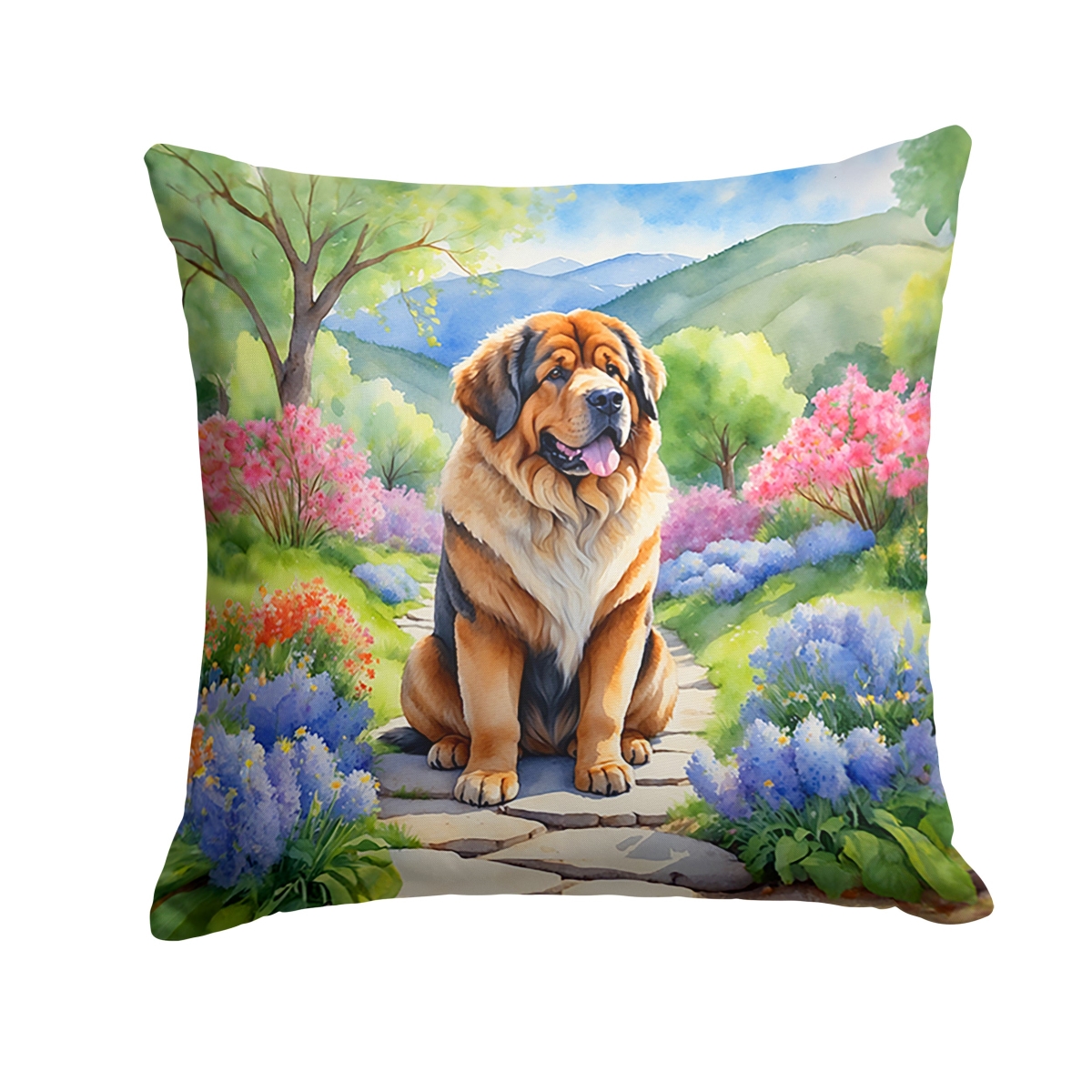 DAC6724PW1818 18 x 18 in. Tibetan Mastiff Spring Path Throw Pillow