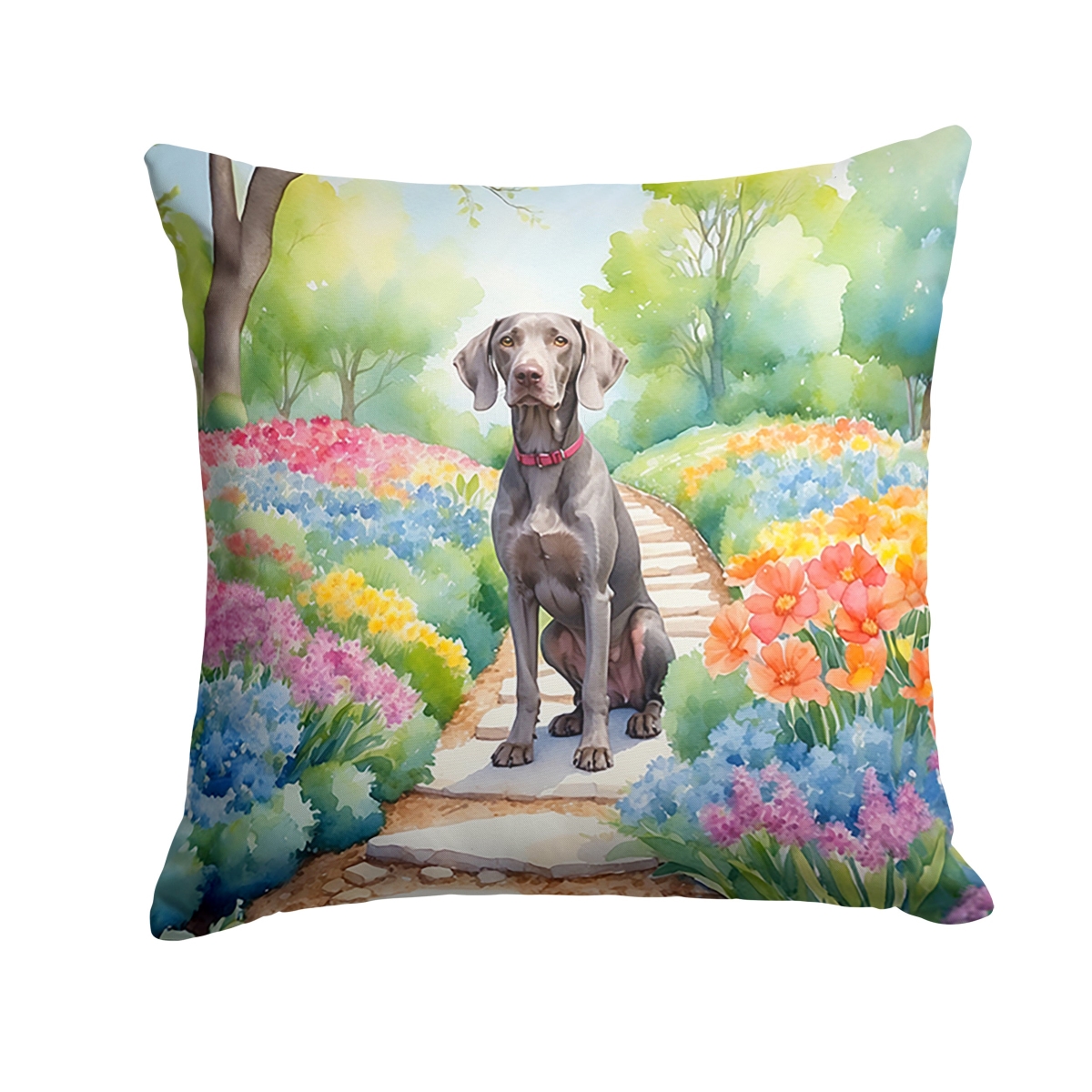 DAC6728PW1818 18 x 18 in. Weimaraner Spring Path Throw Pillow