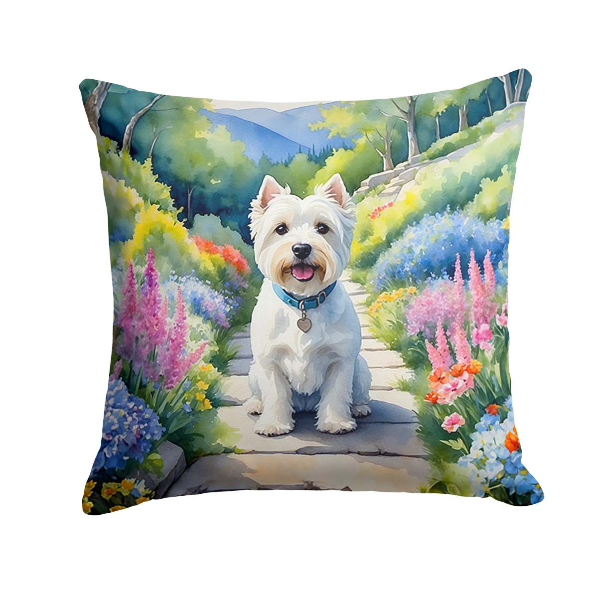 DAC6731PW1818 18 x 18 in. Westie Spring Path Throw Pillow