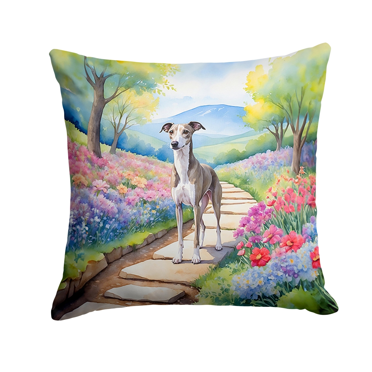 DAC6733PW1818 18 x 18 in. Whippet Spring Path Throw Pillow
