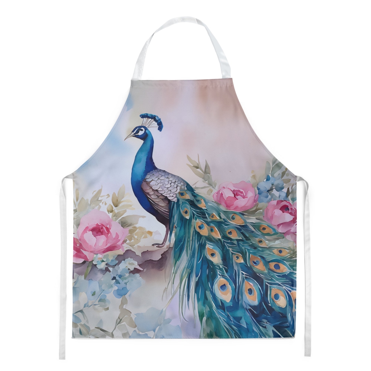 Picture of Carolines Treasures DAC3251APRON 30 x 27 in. Peacock Kitchen Apron