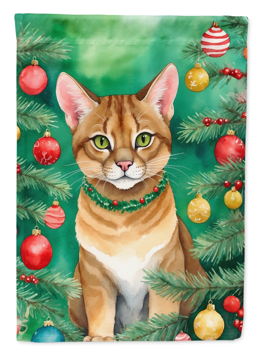 DAC7204CHF 40 x 28 in. Chausie Cat by the Christmas Tree House Flag