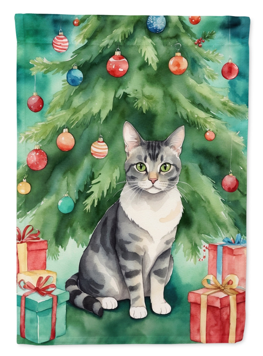DAC7218CHF 40 x 28 in. German Rex Cat by the Christmas Tree House Flag