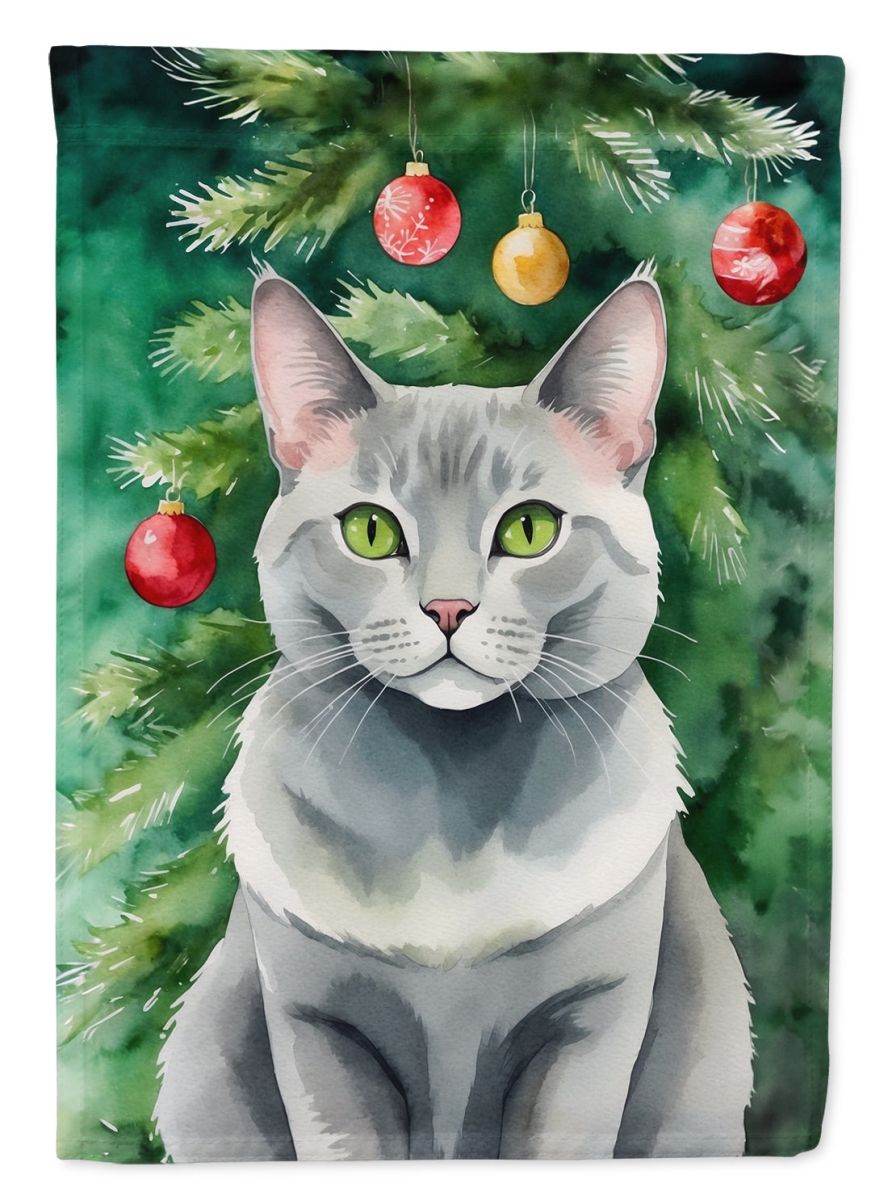 DAC7224CHF 40 x 28 in. Korat Cat by the Christmas Tree House Flag