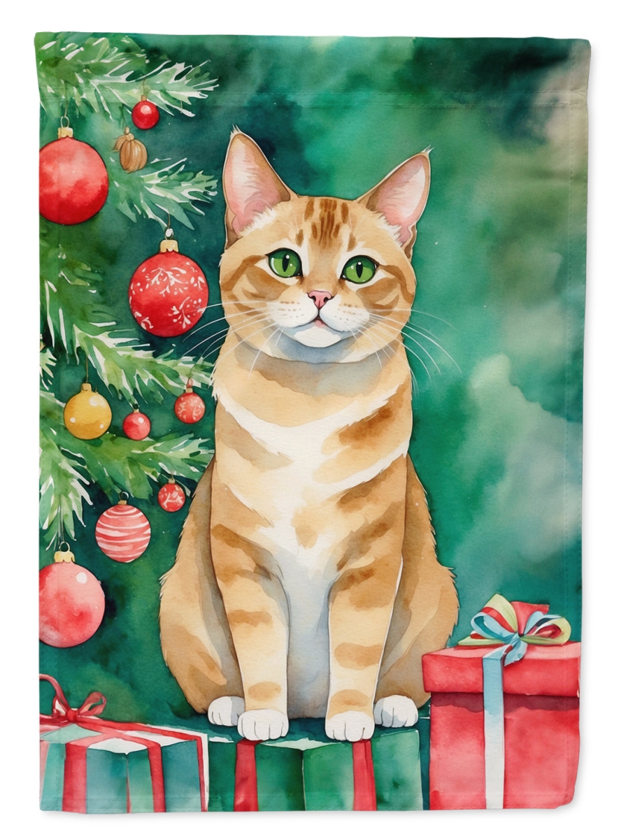 DAC7231CHF 40 x 28 in. Malayan Cat by the Christmas Tree House Flag