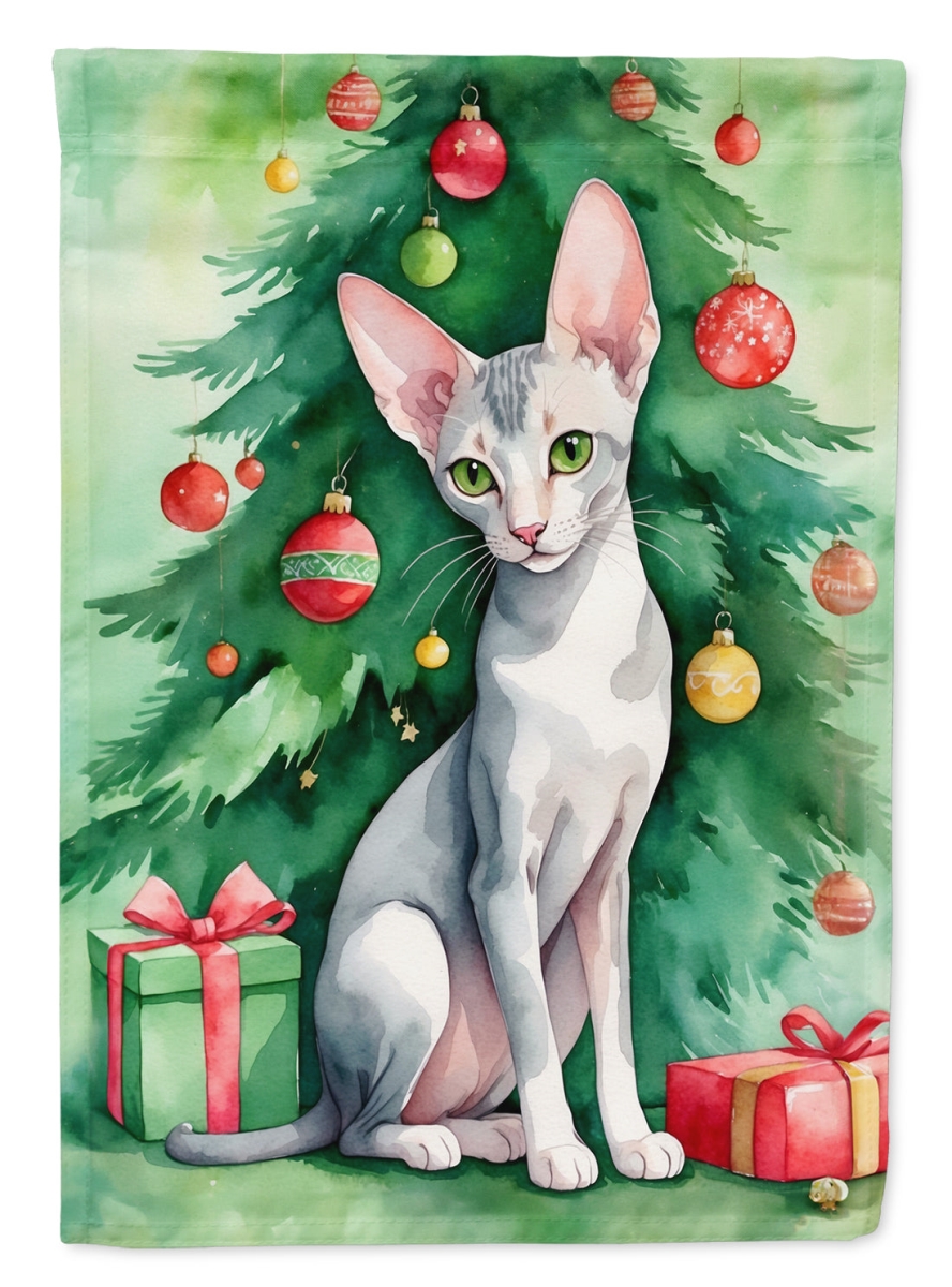 DAC7241CHF 40 x 28 in. Oriental Shorthair Cat by the Christmas Tree House Flag