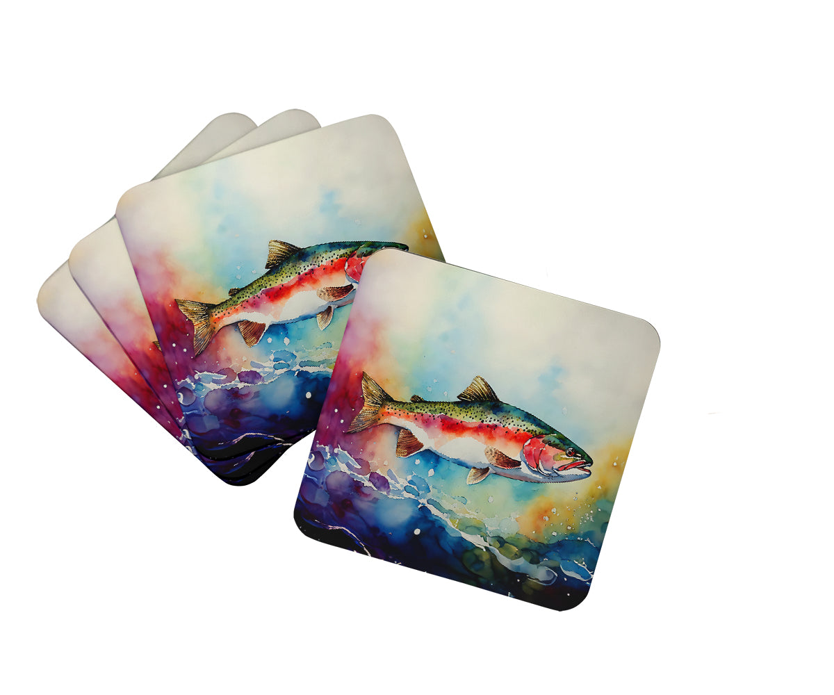 DAC2815FC 3.5 x 3.5 in. Rainbow Trout Foam Coasters