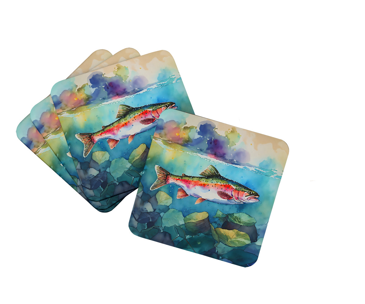 DAC2816FC 3.5 x 3.5 in. Rainbow Trout Foam Coasters