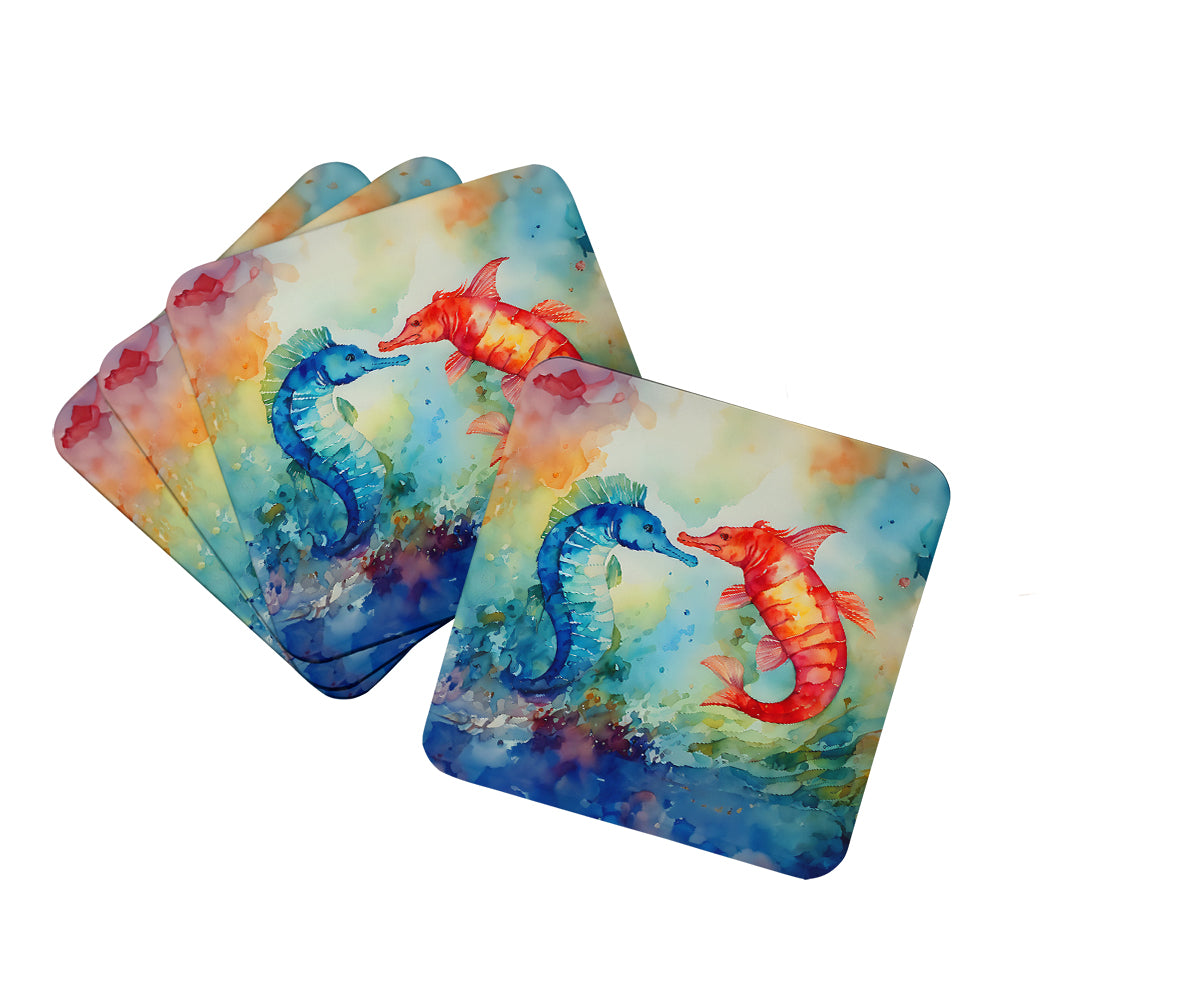 DAC2822FC 3.5 x 3.5 in. Seahorses Foam Coasters